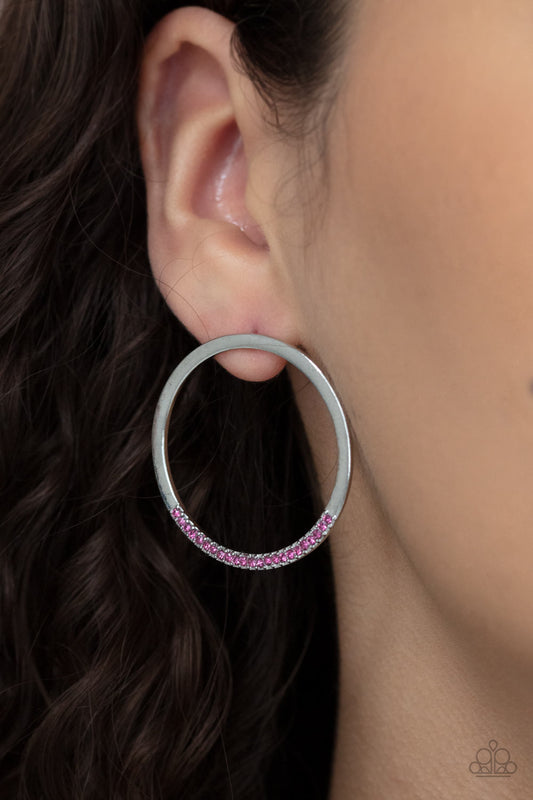 Paparazzi Spot On Opulence - Pink Hoop Earrings 