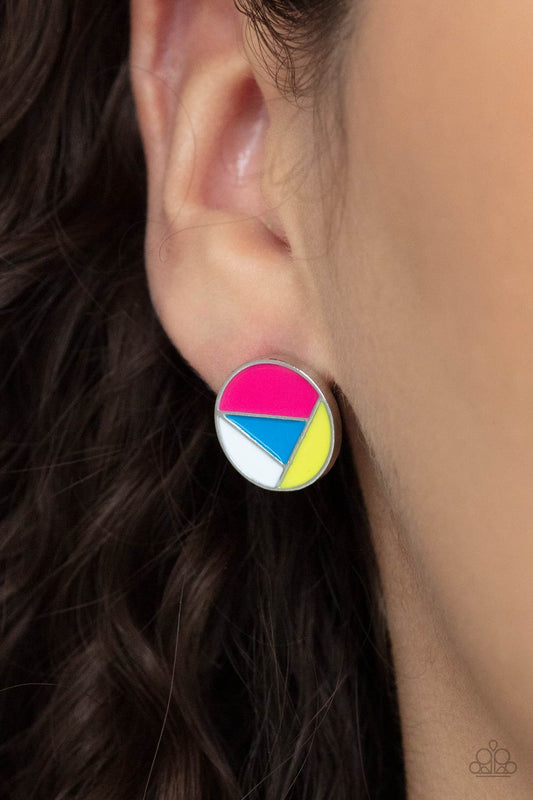 Artistic Expression - Multi Pink-Blue Post Earrings 