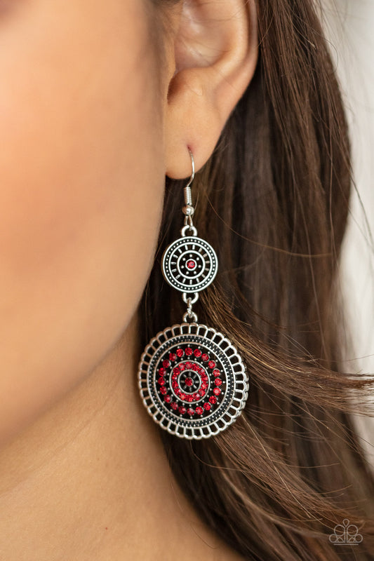 Paparazzi Bohemian Bedazzle - Red Earrings 