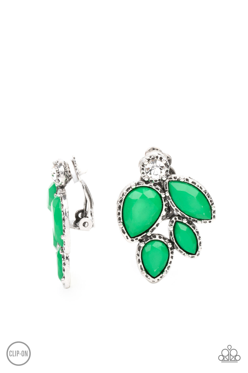 Fancy Foliage - Green Clip On Earrings 