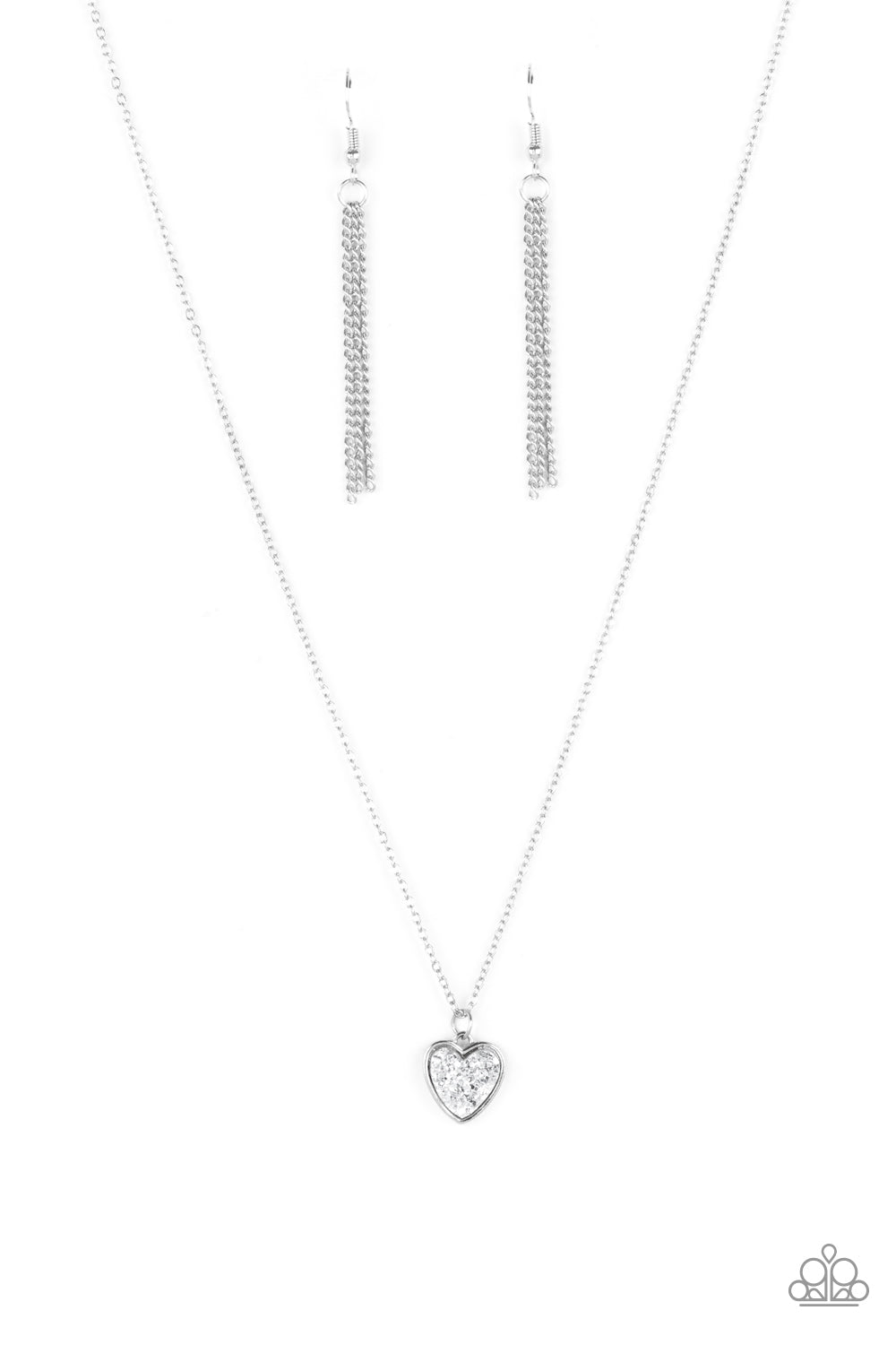 Paparazzi Pitter-Patter, Goes My Heart - Silver Necklace 