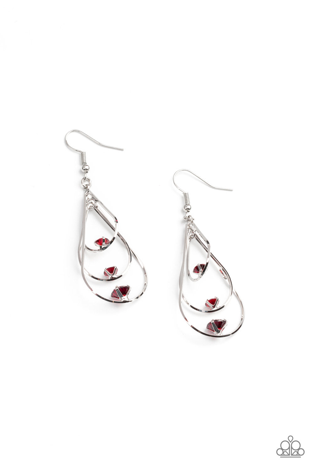 Paparazzi Drop Down Dazzle - Red Earrings 