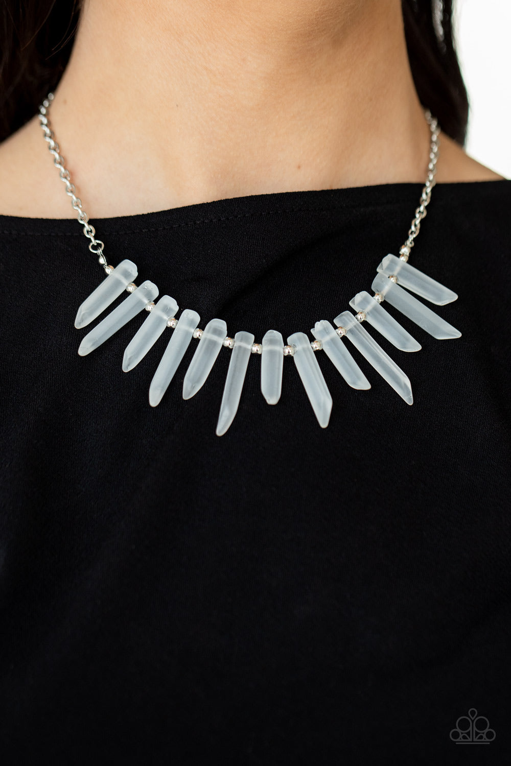 Paparazzi Ice Age Intensity - White Necklace 