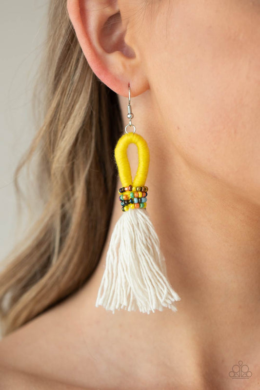 Paparazzi The Dustup - Yellow Earrings 