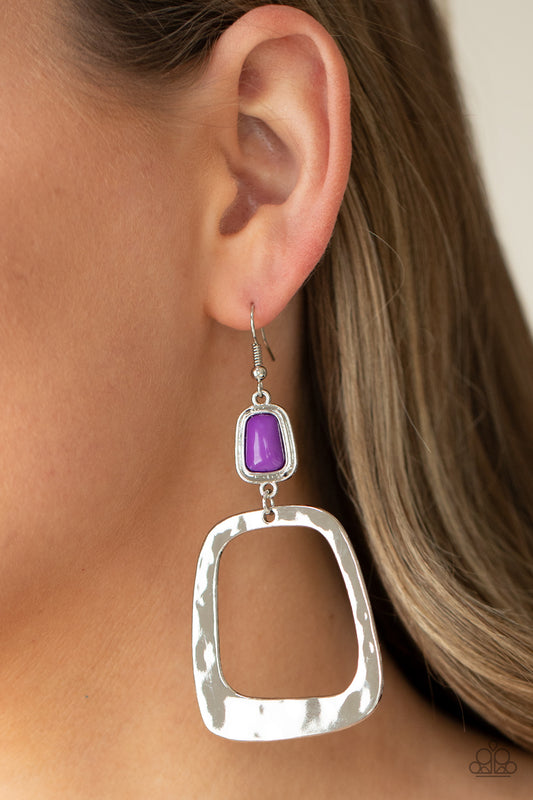 Paparazzi Material Girl Mod - Purple Earrings 