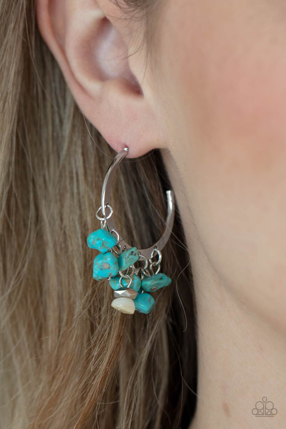 Gorgeously Grounding - Blue Hoop Earrings 