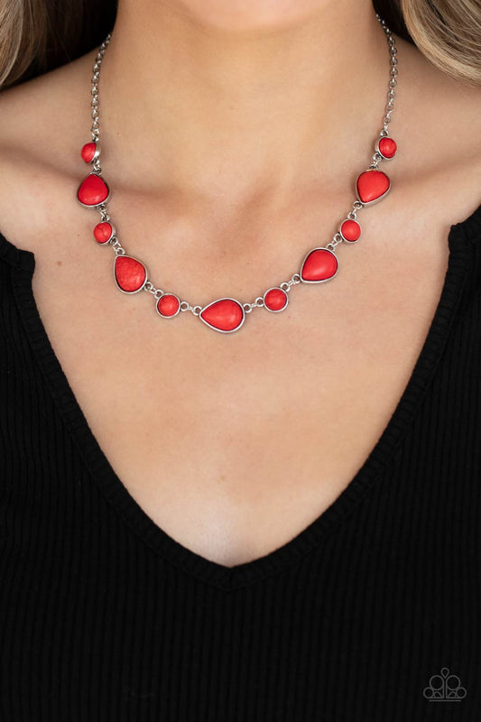 Paparazzi Heavenly Teardrops - Red Necklace 