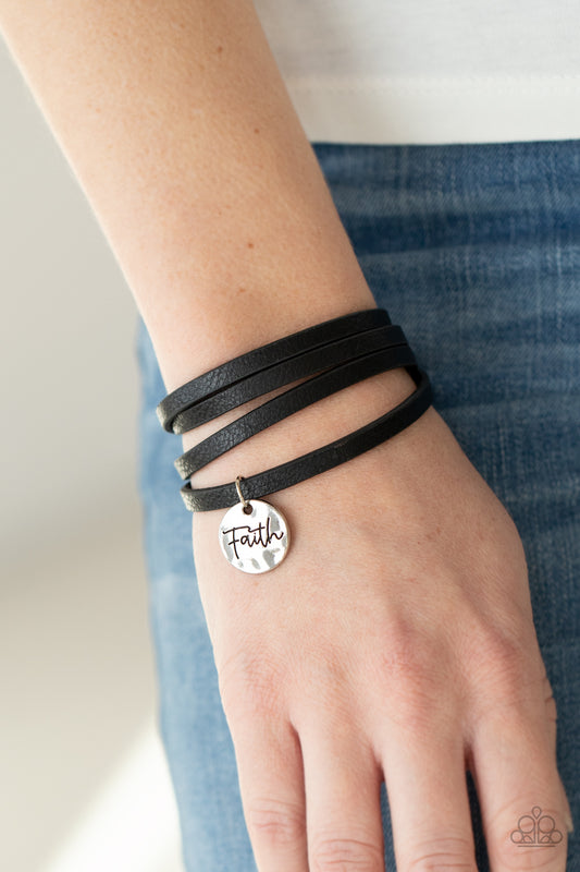 Paparazzi Wonderfully Worded - Black Bracelet 