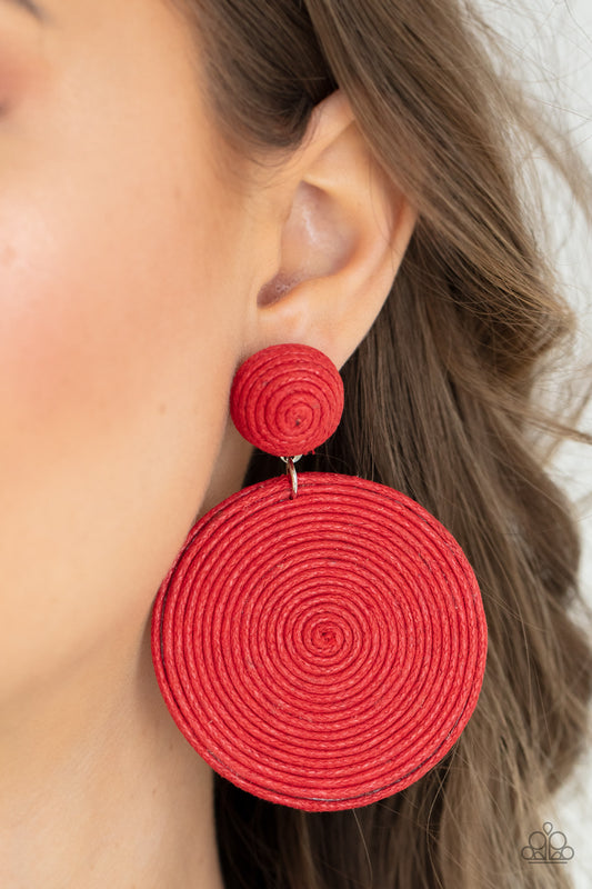 Paparazzi Circulate The Room - Red Post Earrings 