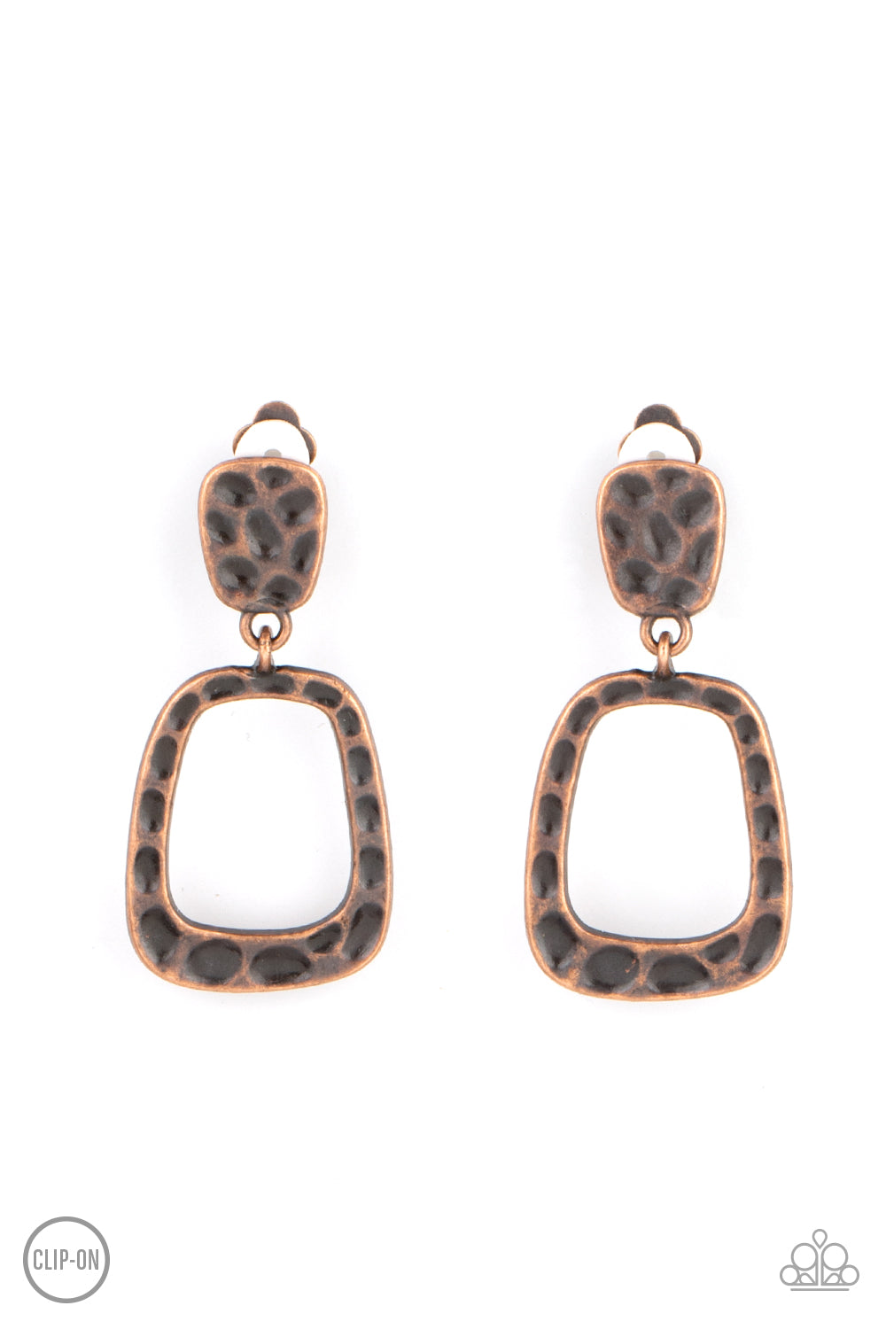 Paparazzi Playfully Primitive - Copper Clip On Earrings 