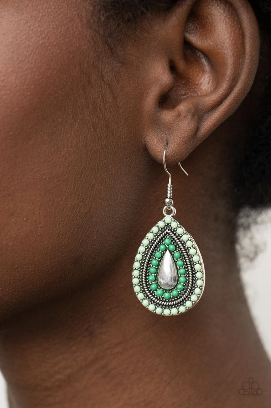 Beaded Bonanza - Green Earrings 