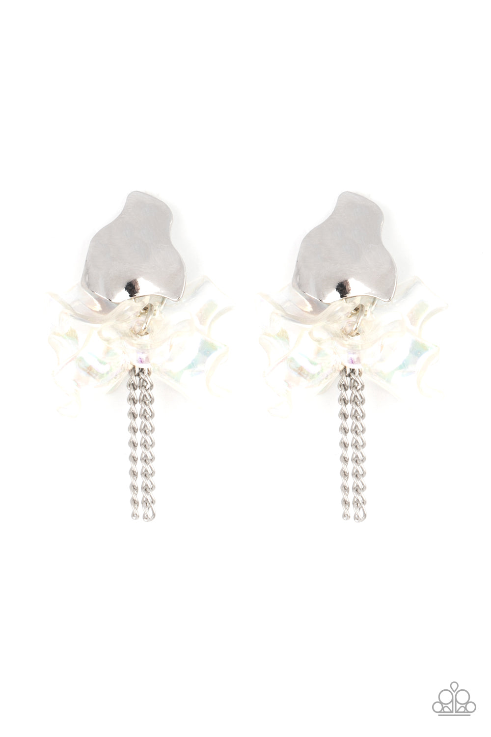 Paparazzi Harmonically Holographic - White Earrings 