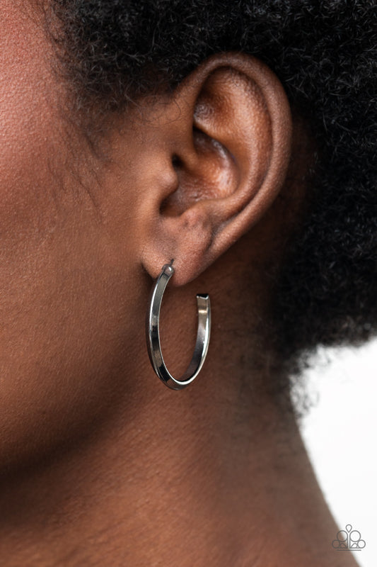 Paparazzi On The Brink - Black Hoop Earrings 