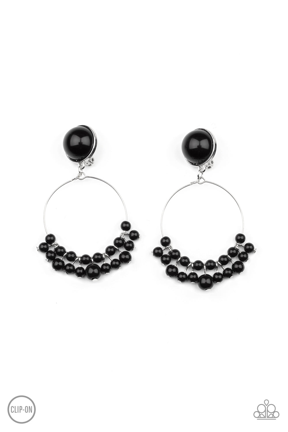 Cabaret Charm - Black Clip On Earrings