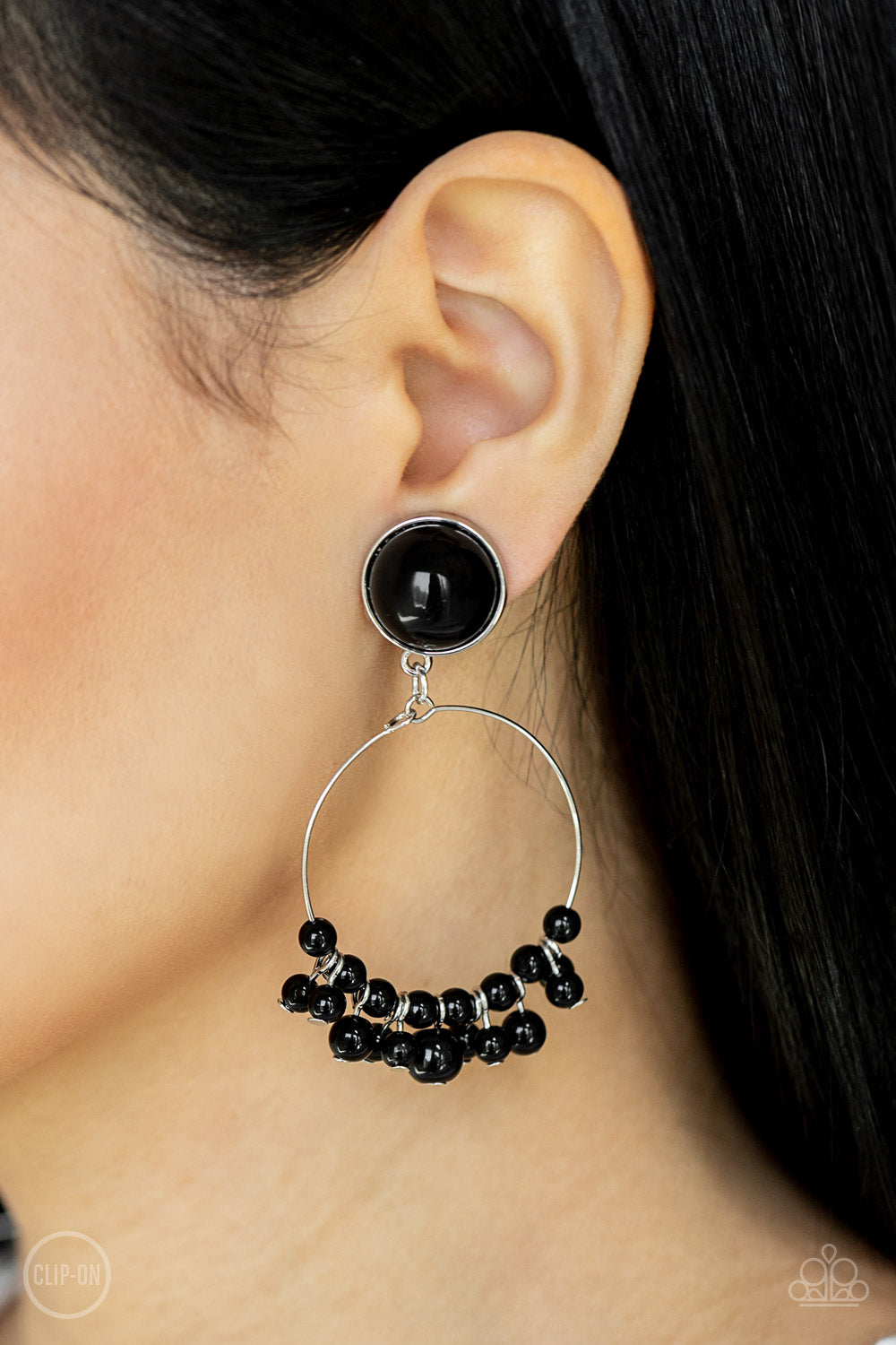 Paparazzi Cabaret Charm - Black Clip On Earrings 