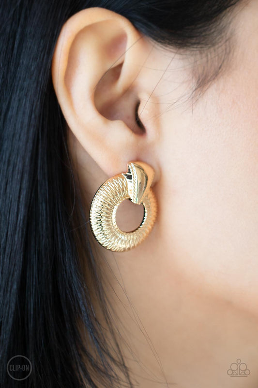 Industrial Innovator - Gold Clip On Earrings