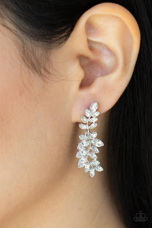 Frond Fairytale - White Post Earrings 