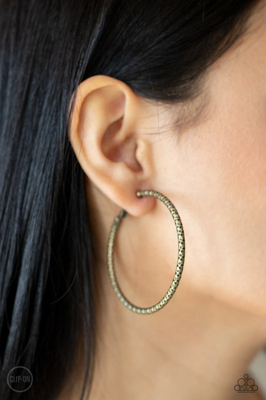 Subtly Sassy - Brass Clip On Hoop Earrings