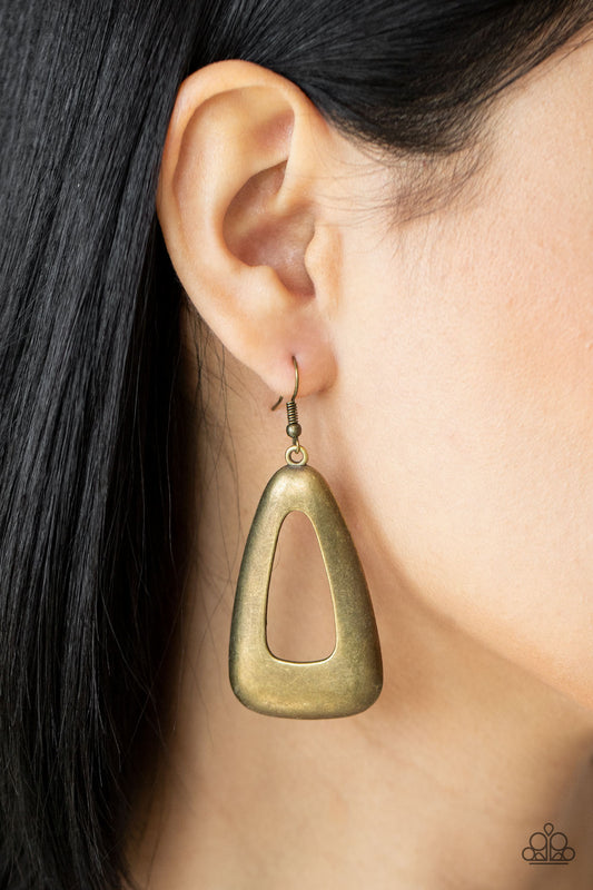 Paparazzi Irresistibly Industrial - Brass Earrings 