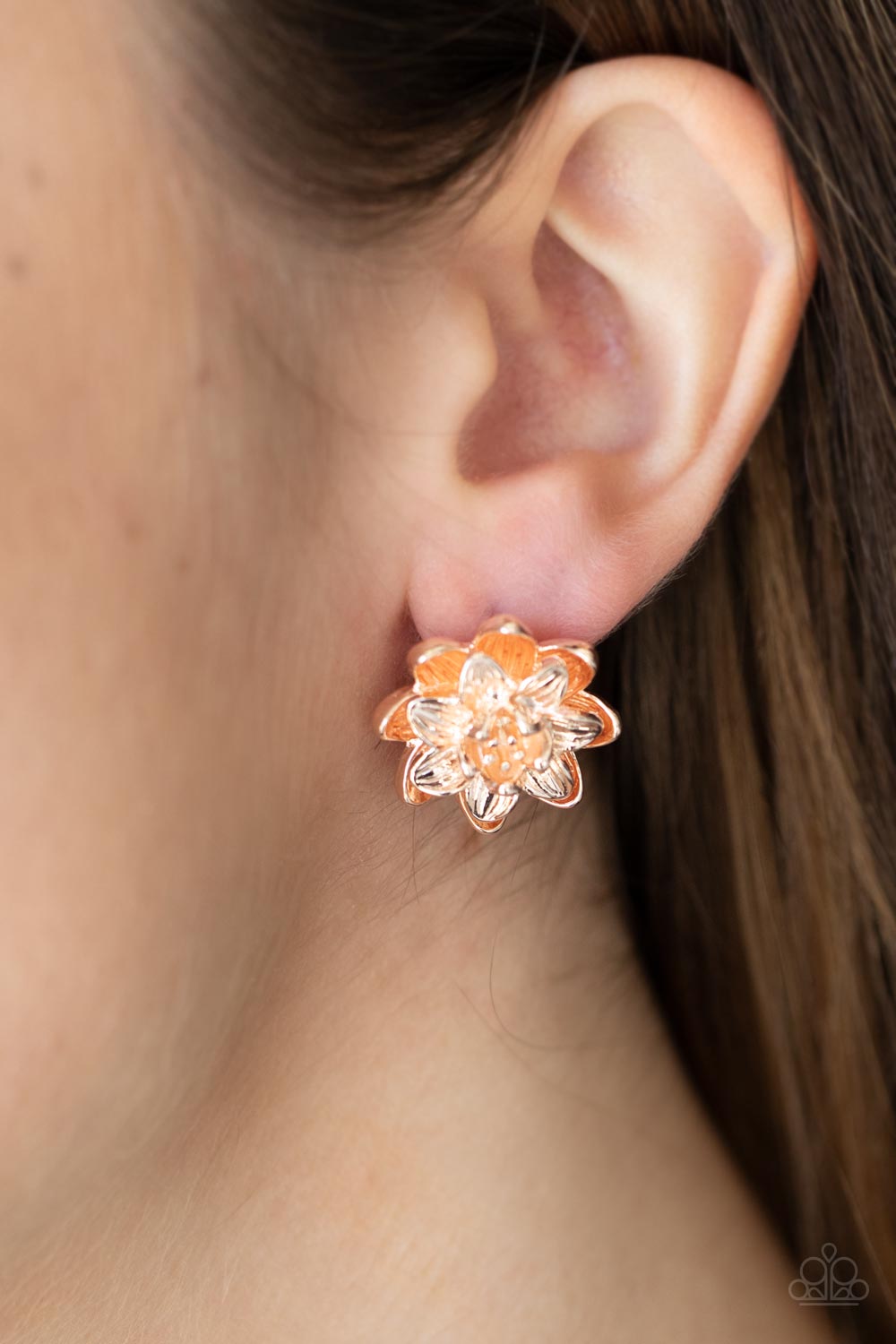 Paparazzi Water Lily Love - Rose Gold Post Earrings 