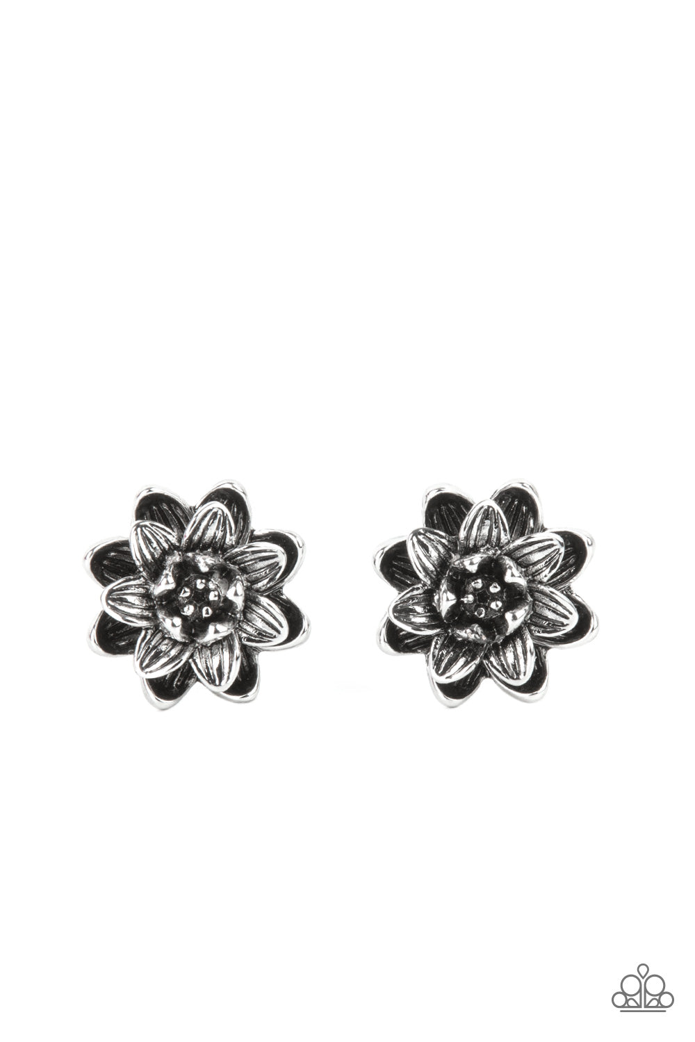 Paparazzi Water Lily Love - Silver Post  Earrings 