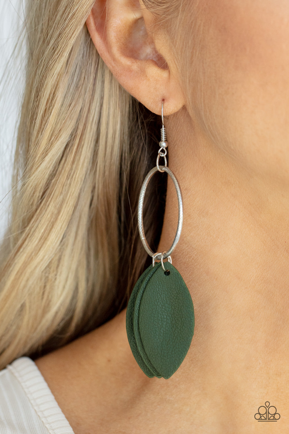 Paparazzi Leafy Laguna - Green Earrings