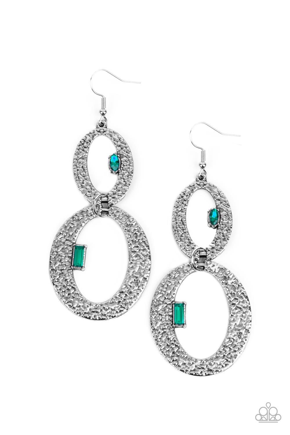 Paparazzi OVAL and OVAL Again - Green Earrings 