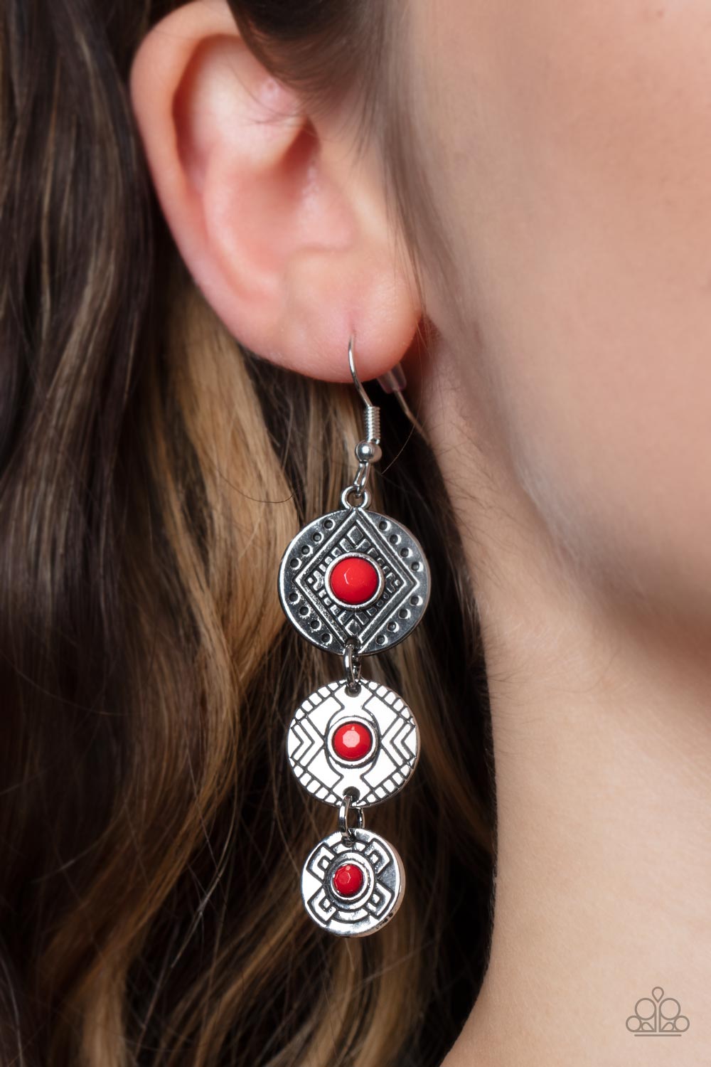 Paparazzi Totem Temptress - Red Earrings 