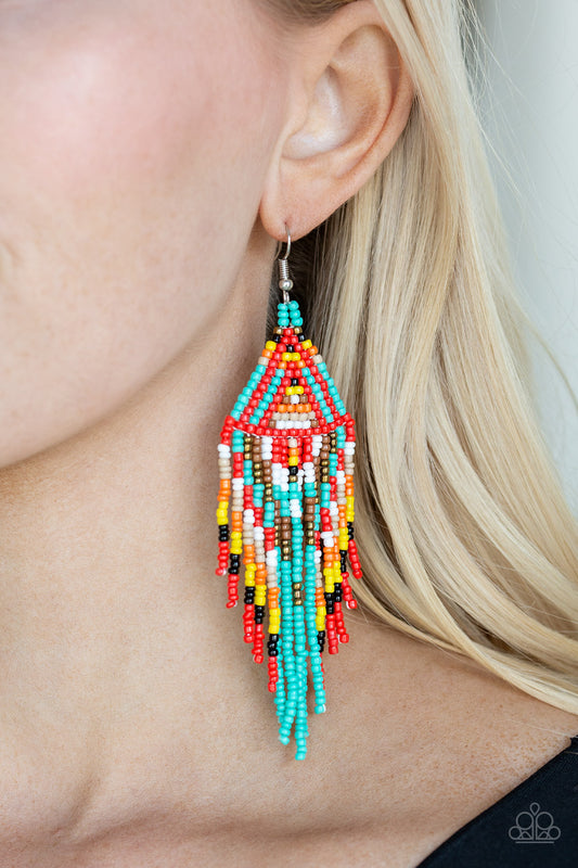 Paparazzi Boho Blast - Blue Earrings - Kingdom Bling Showroom