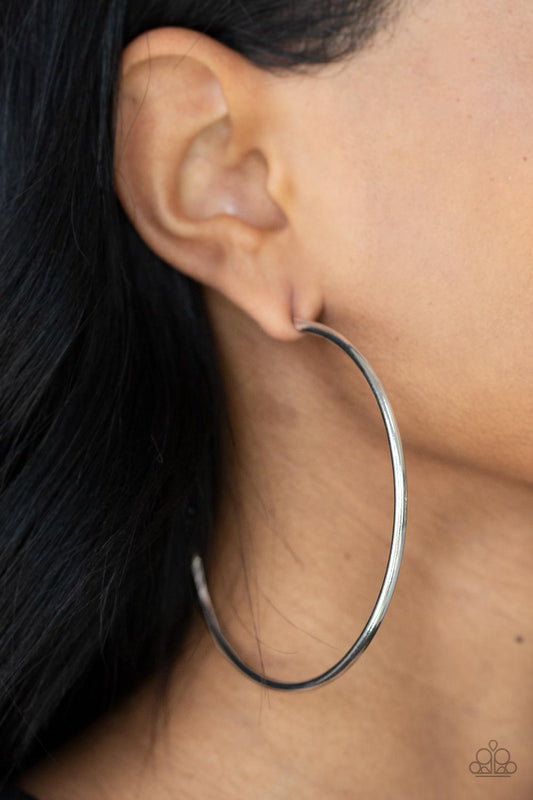 Paparazzi Mega Metro - Silver Hoop Earrings 