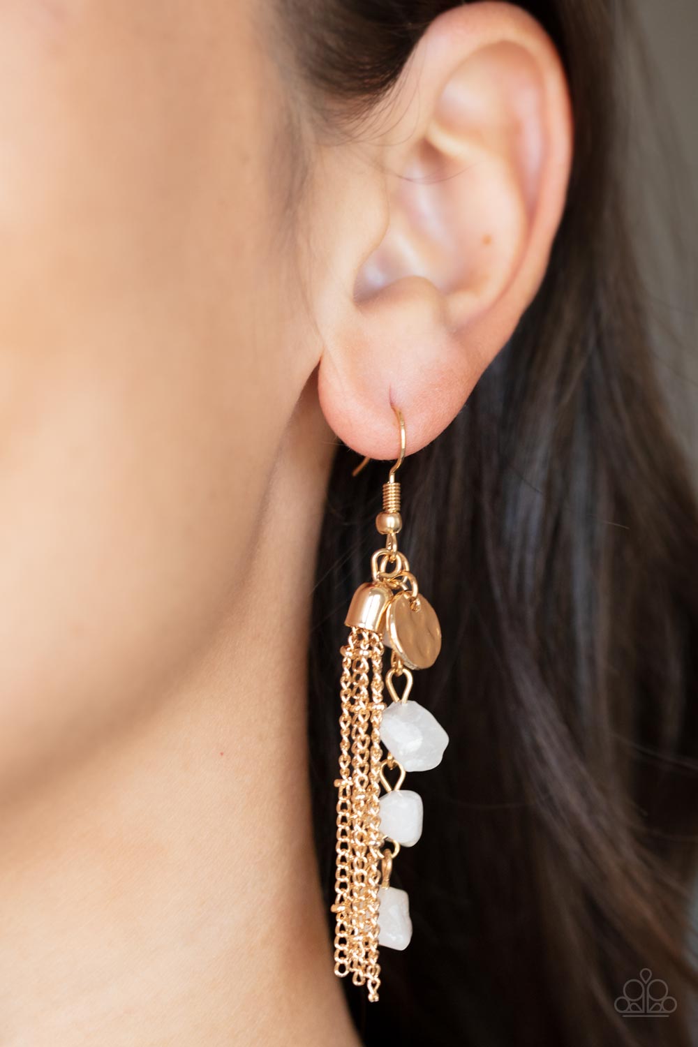 Paparazzi Stone Sensation - Gold Earrings 