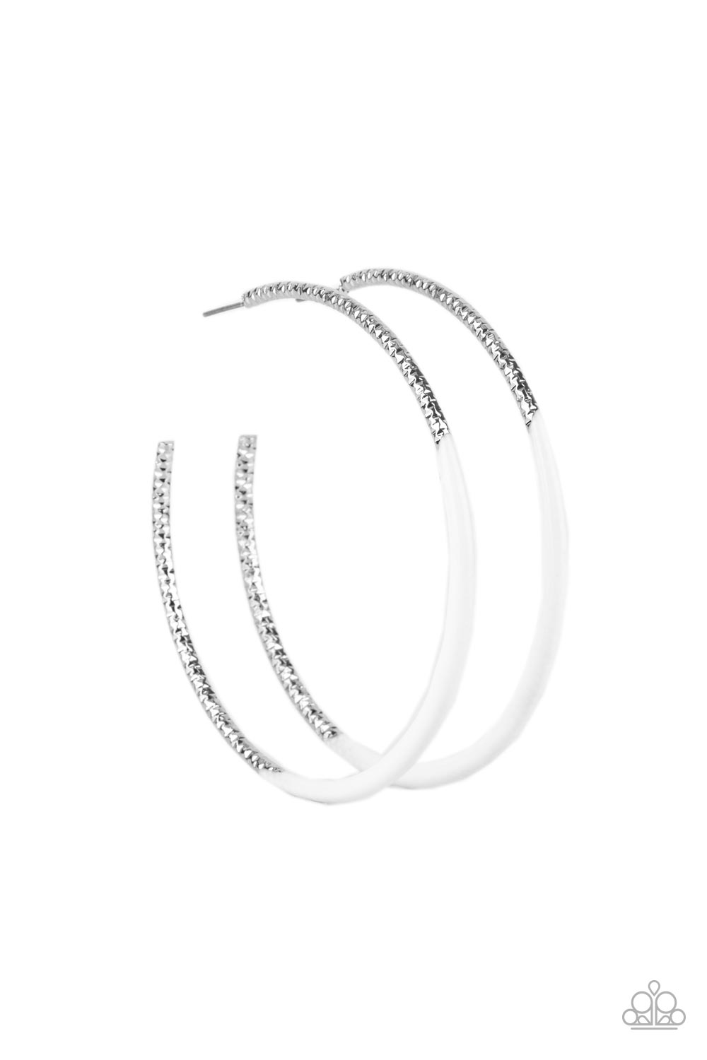 Paparazzi DIP, DIP, Hooray! - White Hoop Earrings 