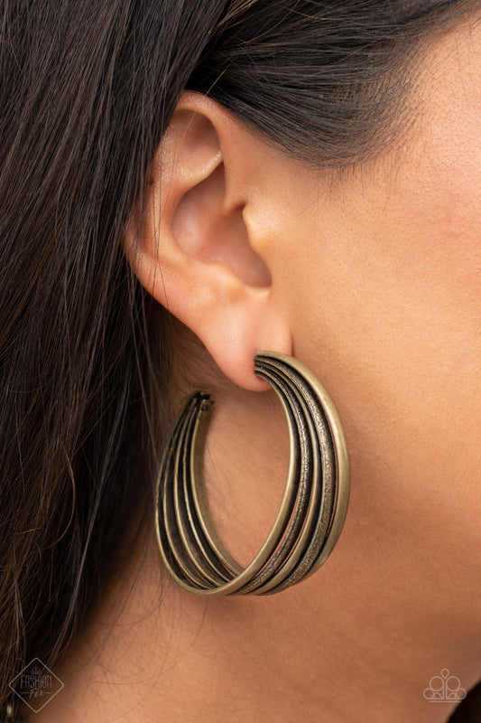 Paparazzi In Sync - Brass Hoop Earrings 