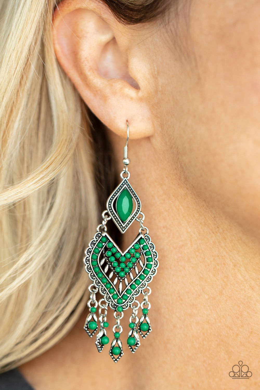 Paparazzi Dearly Debonair - Green Earrings