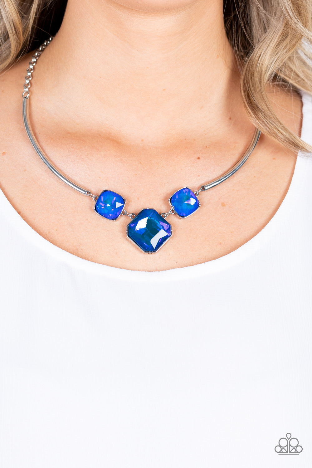 Paparazzi Divine IRIDESCENCE - Blue Necklace Life of the Party Exclusive October 2021