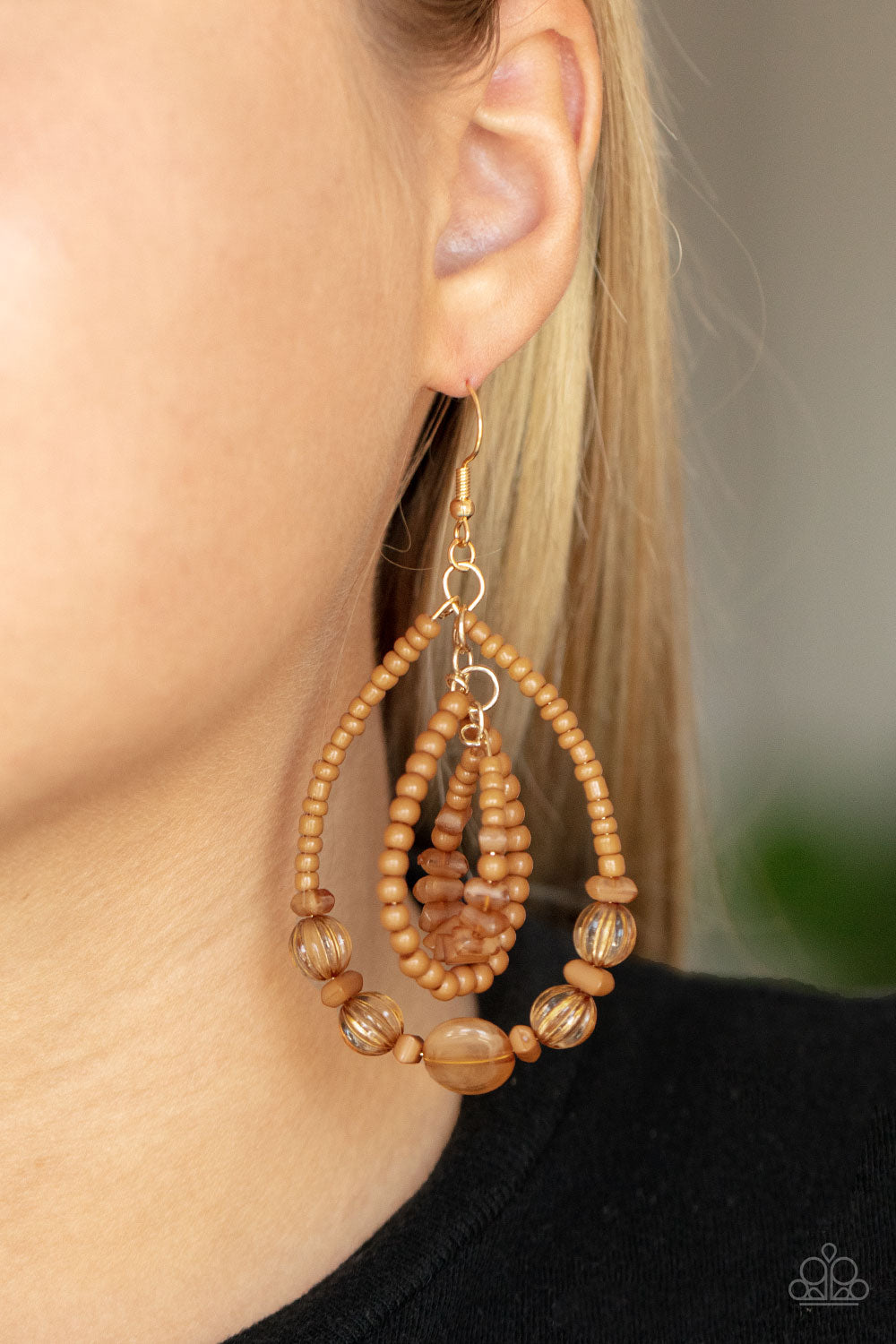 Paparazzi Prana Party - Brown Earrings 