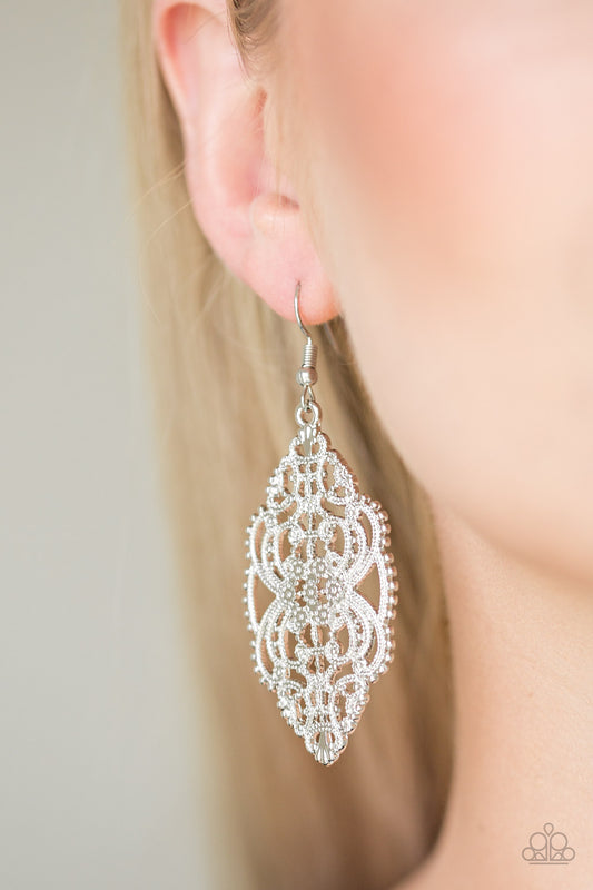 Paparazzi Ornately Ornate - Silver Earrings - Kingdom Bling Showroom