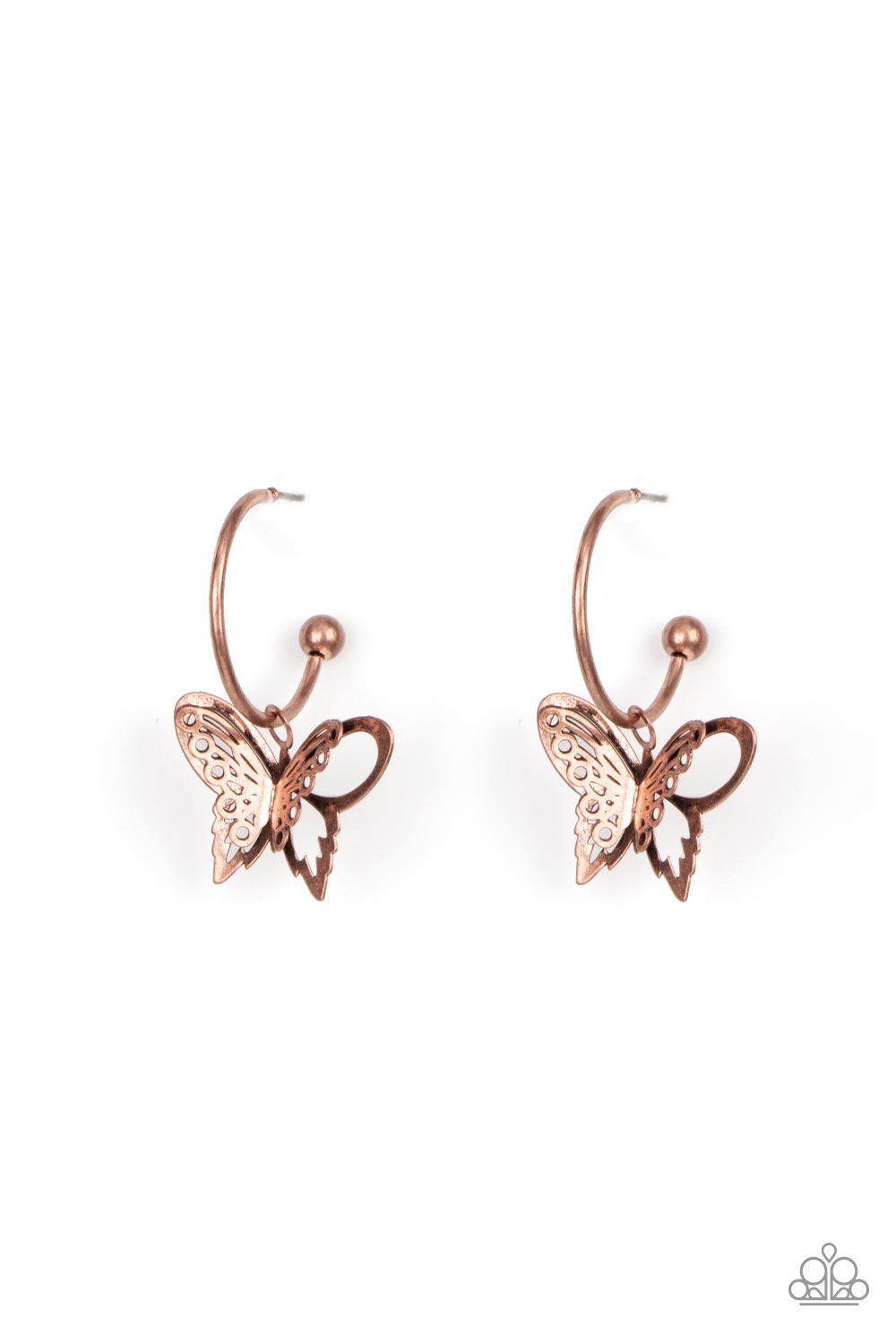 Butterfly Freestyle - Copper Hoop Earrings