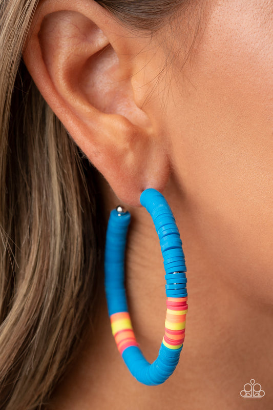 Colorfully Contagious - Blue Hoop Earrings