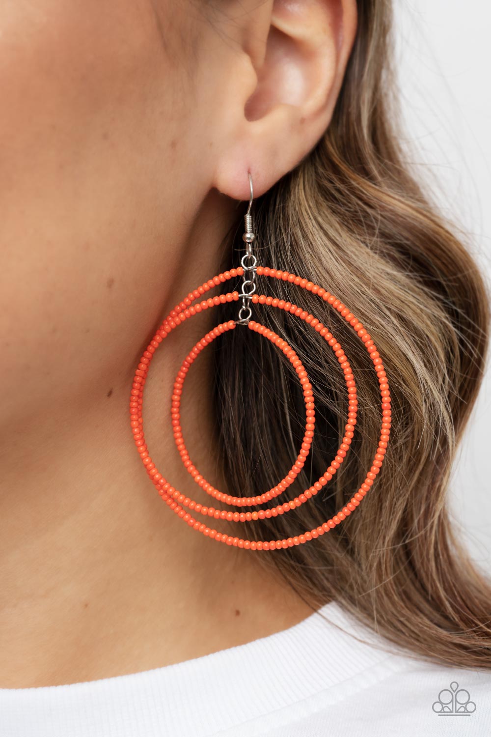 Colorfully Circulating - Orange Earring