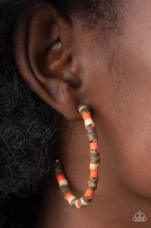 Effortlessly Earthy - Orange Hoop Earrings