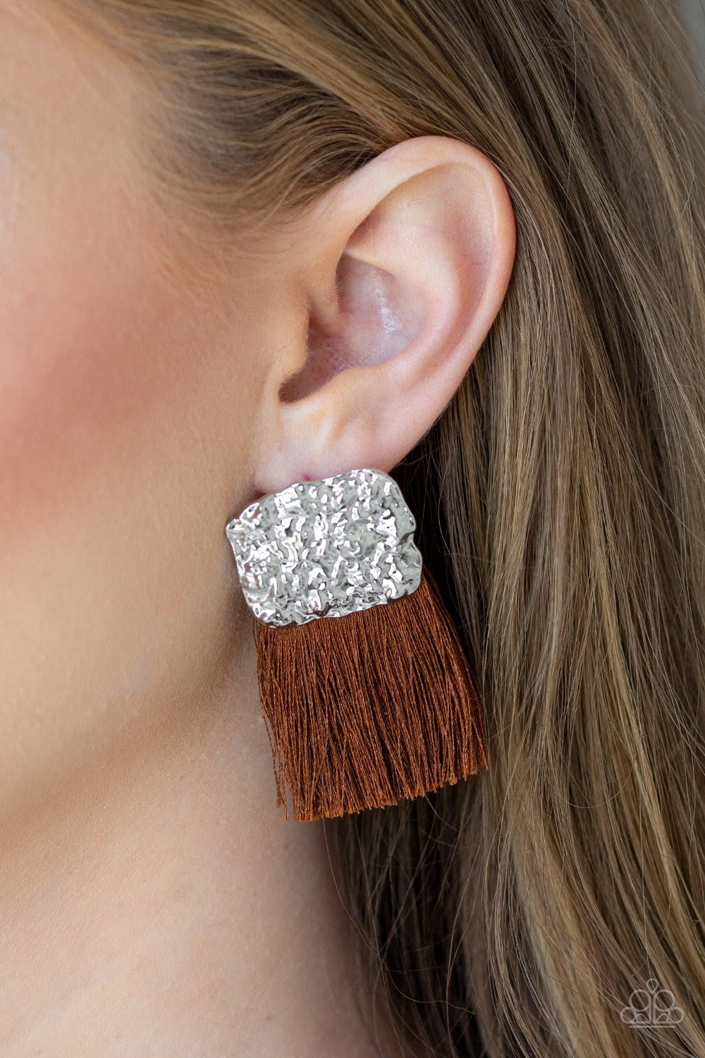 Paparazzi Plume Bloom - Brown Earrings 