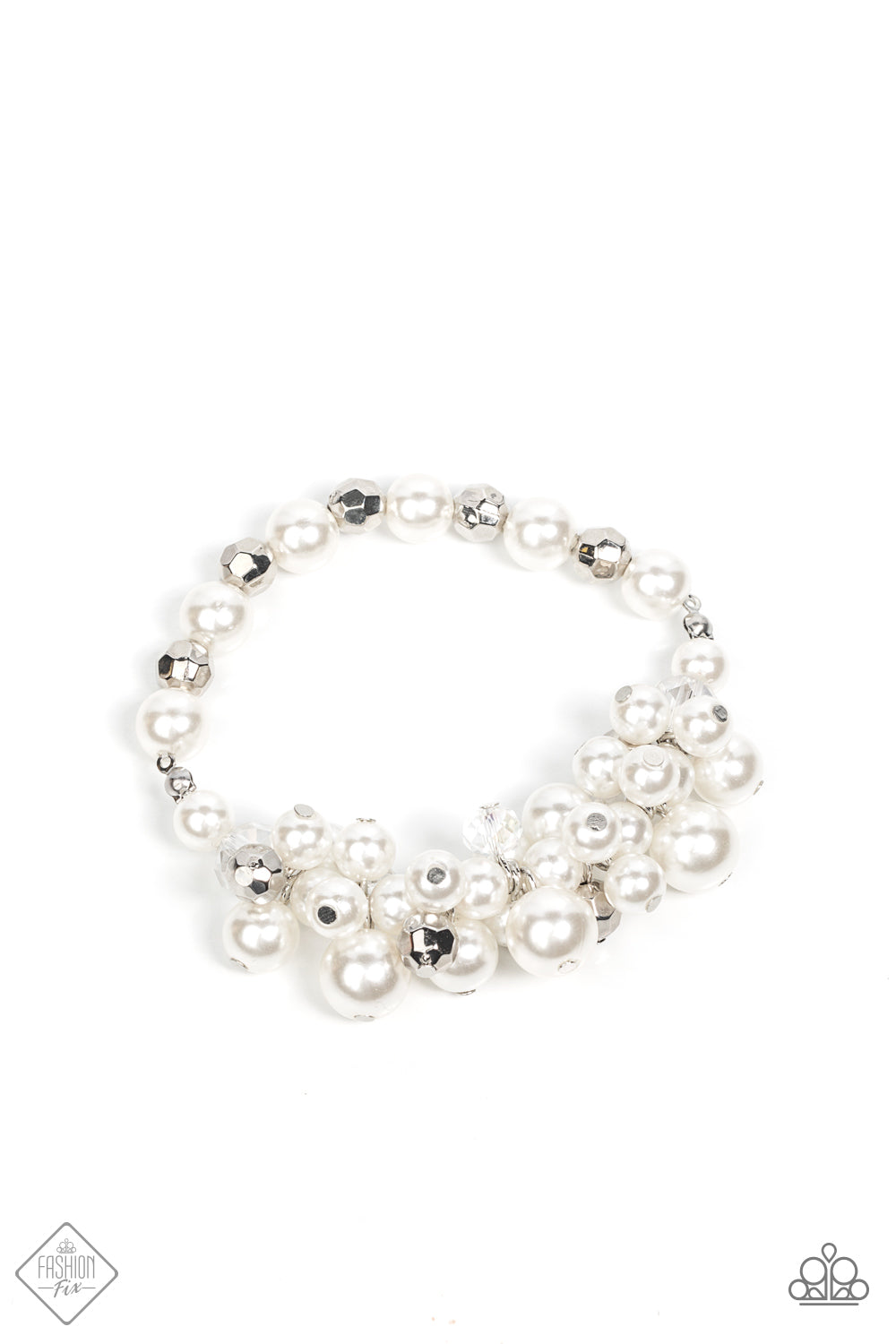 Elegantly Exaggerated - White Bracelet 