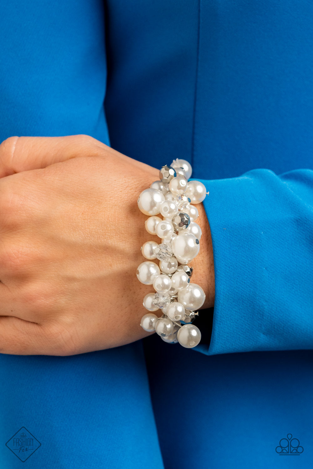 Elegantly Exaggerated - White Bracelet 