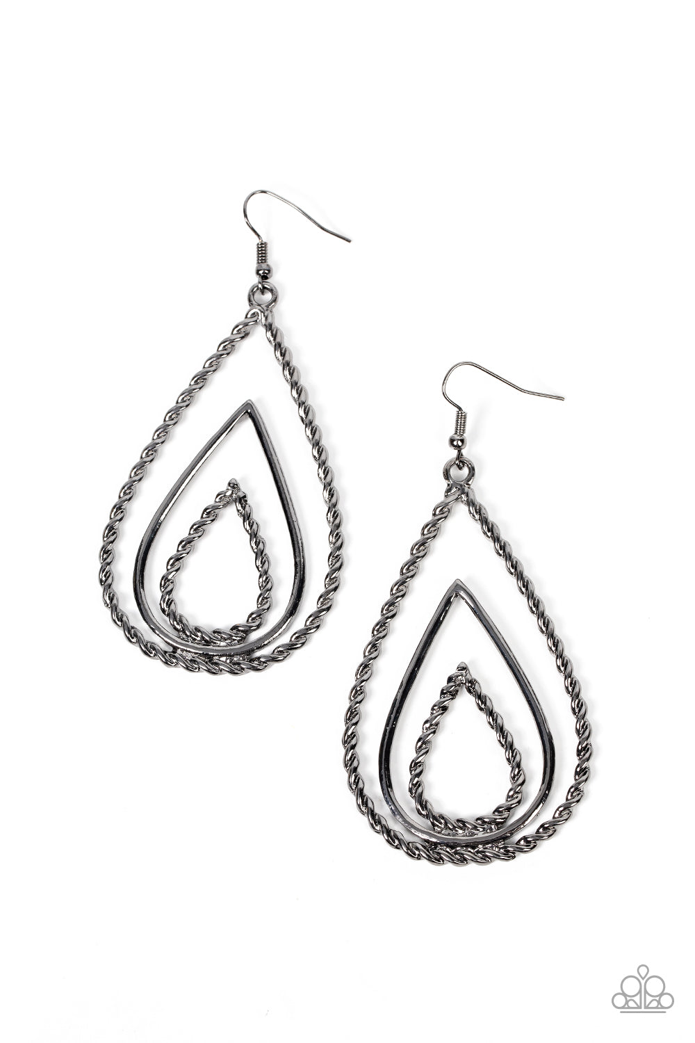 Tastefully Twisty - Black Earrings