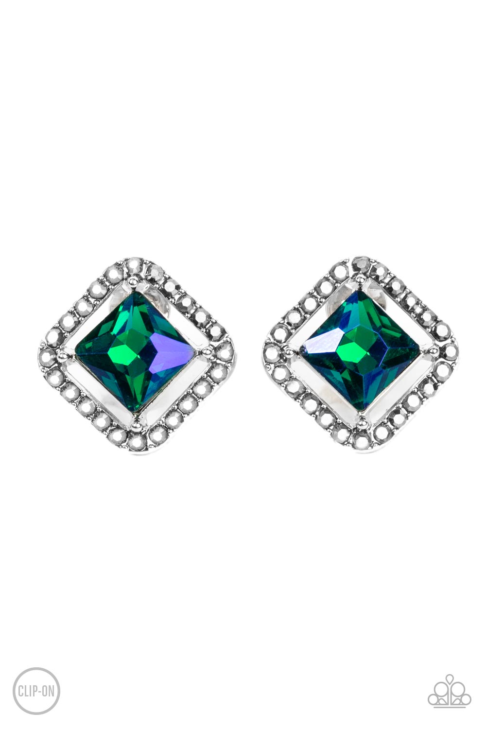 Cosmic Catwalk - Green Clip On Earrings