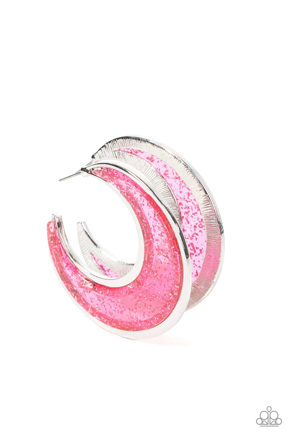 Charismatically Curvy - Pink Hoop Earrings 