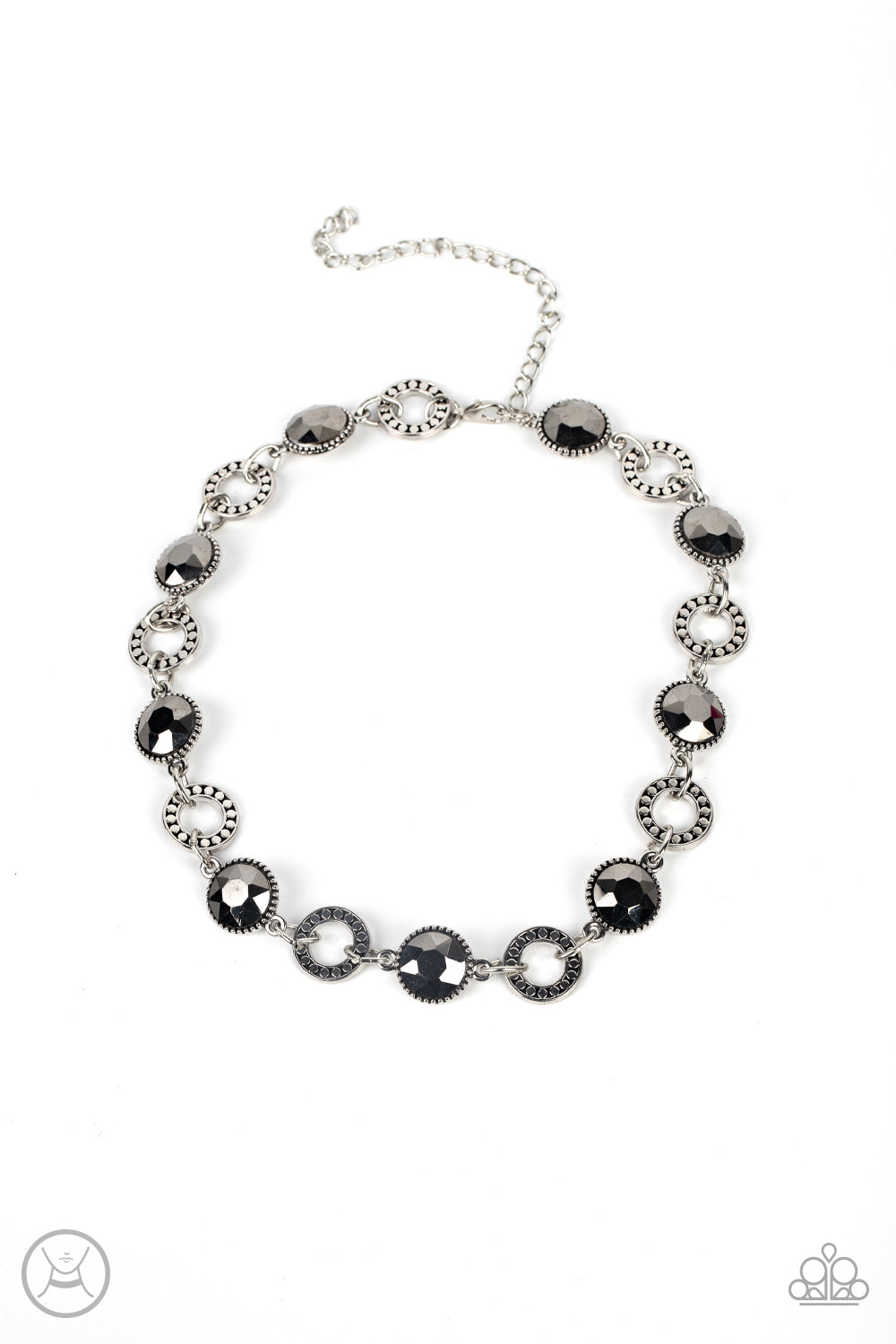 Rhinestone Rollout - Silver Choker Necklace 