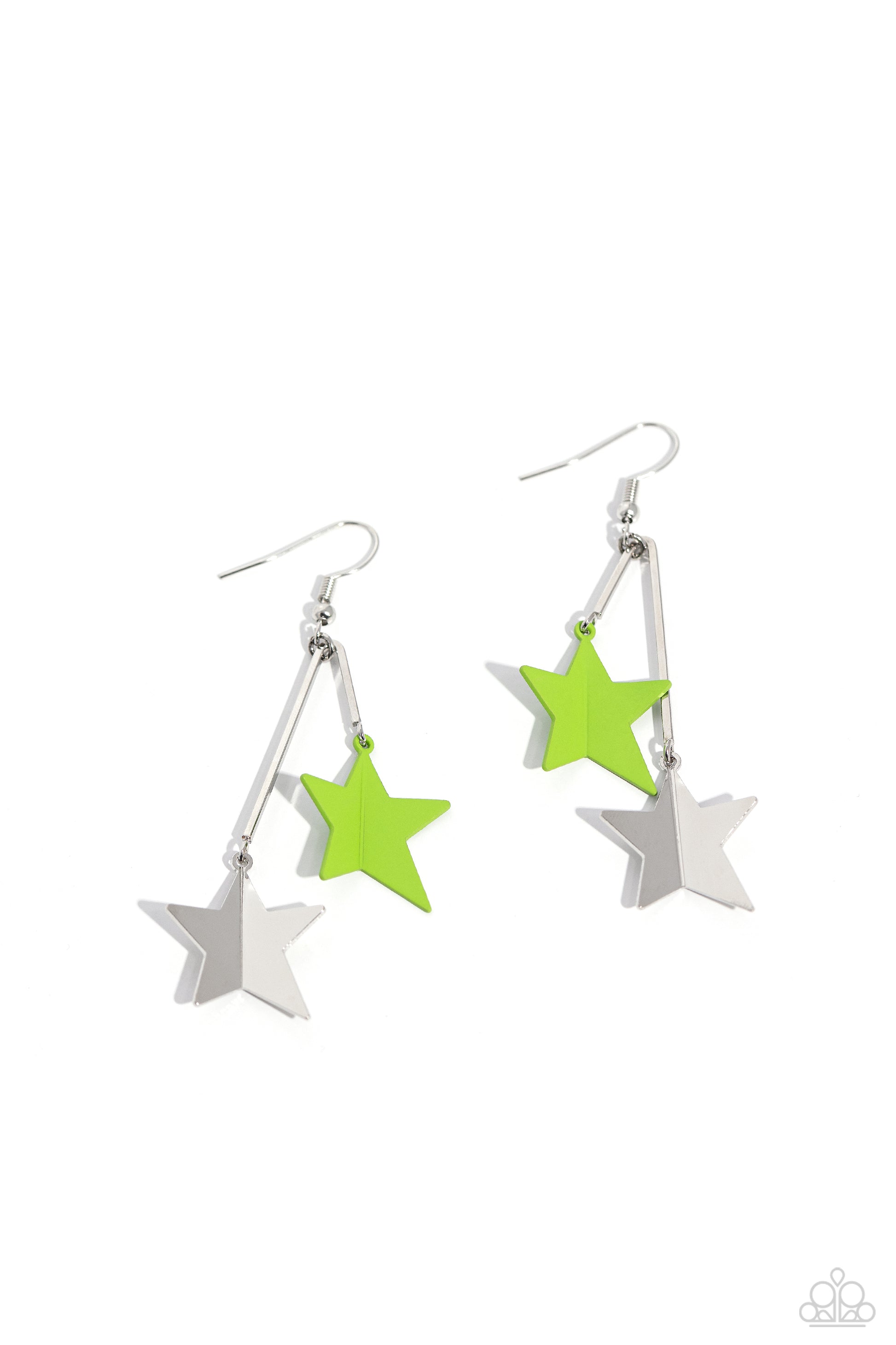 Paparazzi Stellar STAGGER - Green Earrings 