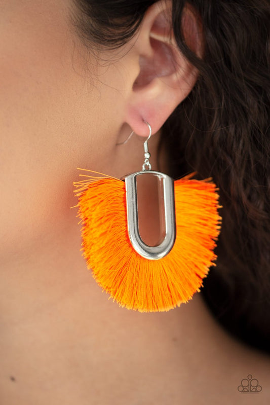 Paparazzi Tassel Tropicana - Orange Earrings 